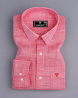 Opsin Cranberry Pink Houndstooth Check Amsler Cotton Shirt