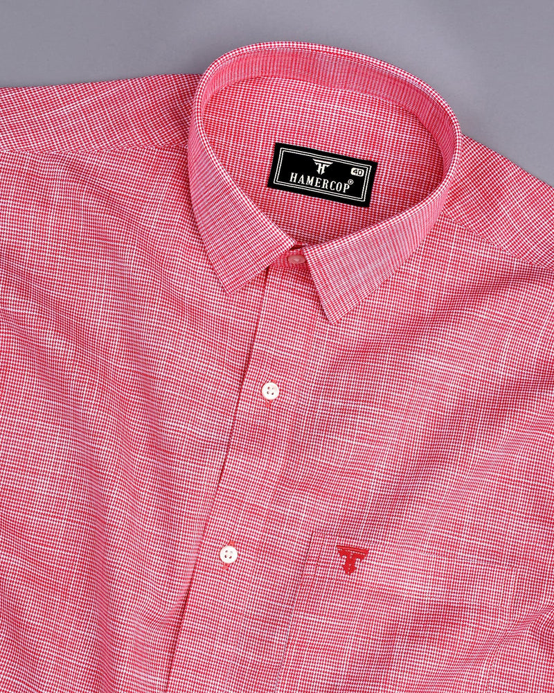 Opsin Cranberry Pink Houndstooth Check Amsler Cotton Shirt