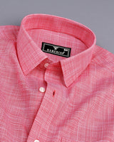 Opsin Cranberry Pink Houndstooth Check Amsler Cotton Shirt