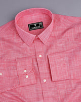 Opsin Cranberry Pink Houndstooth Check Amsler Cotton Shirt