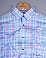 Lumpkin Blue With White Dobby Check Cotton Shirt