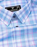 Lumpkin Blue With White Dobby Check Cotton Shirt