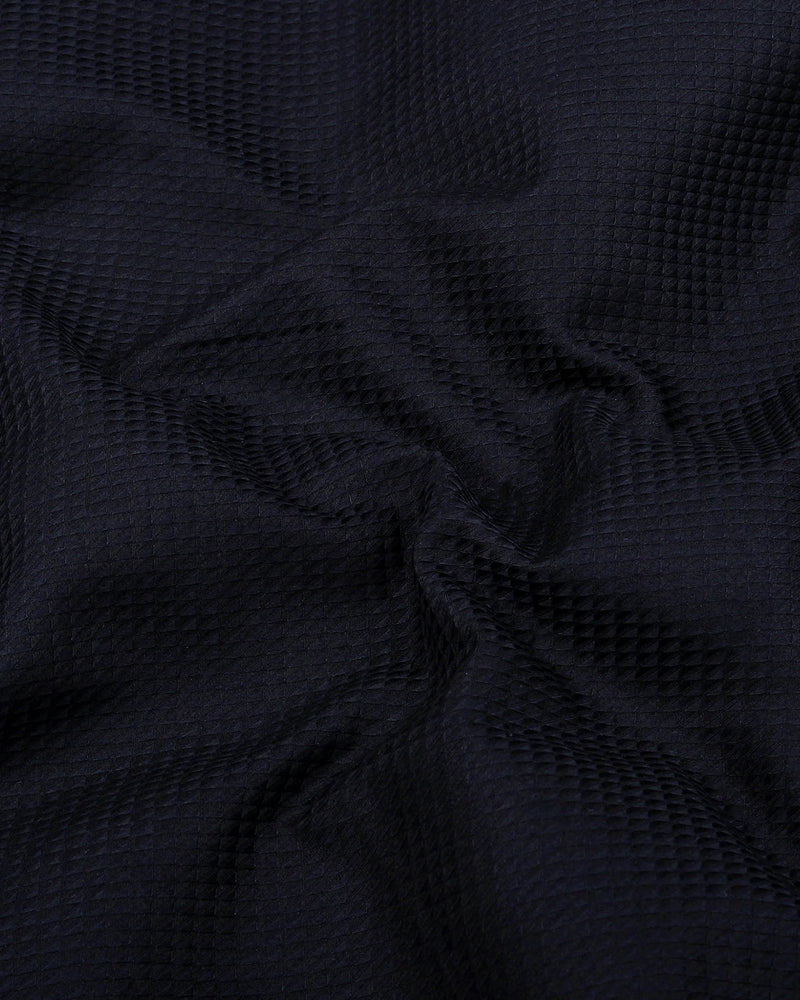 Iridium Black Solid Dobby Texture Premium Cotton Shirt