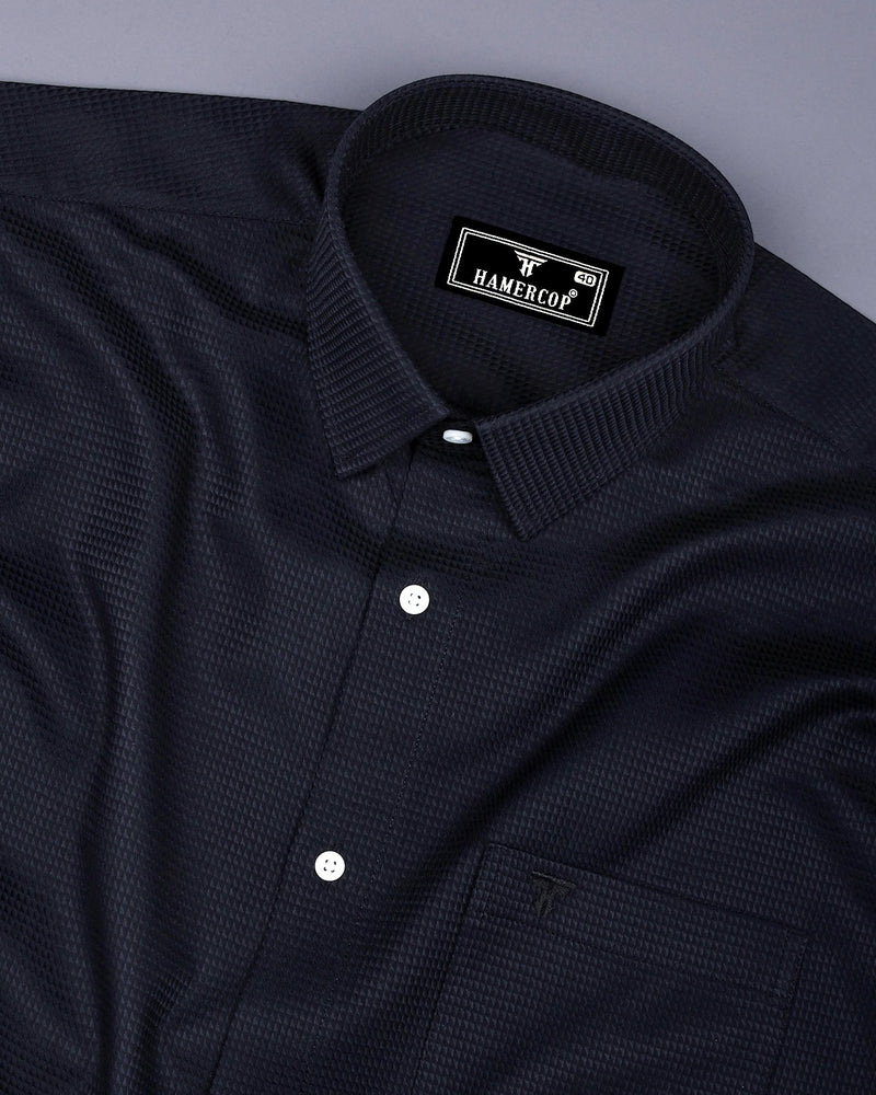 Iridium Black Solid Dobby Texture Premium Cotton Shirt