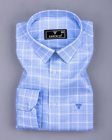 Squrzac Skyblue With White Check Premium Giza Shirt