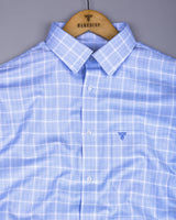 Squrzac Skyblue With White Check Premium Giza Shirt