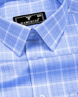 Squrzac Skyblue With White Check Premium Giza Shirt