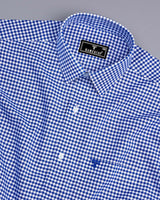 Jenon Blue With White Yarn Dyed Check Oxford Cotton Shirt