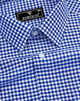 Jenon Blue With White Yarn Dyed Check Oxford Cotton Shirt