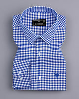 Jenon Blue With White Yarn Dyed Check Oxford Cotton Shirt