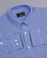 Jenon Blue With White Yarn Dyed Check Oxford Cotton Shirt