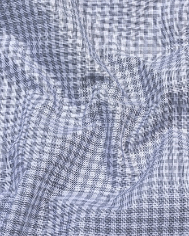 Jenon Gray With White Yarn Dyed Check Oxford Cotton Shirt