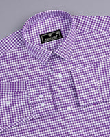 Jenon Purple With White Yarn Dyed Check Oxford Cotton Shirt