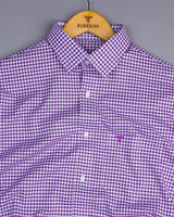 Jenon Purple With White Yarn Dyed Check Oxford Cotton Shirt