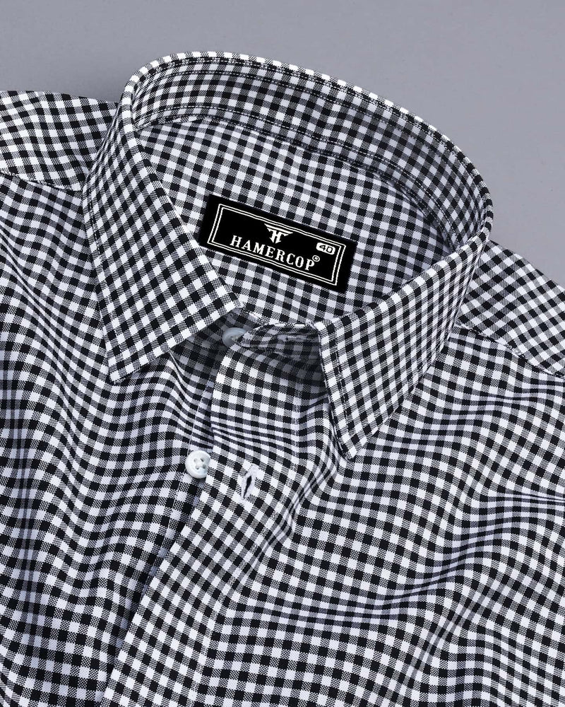 Jenon Black With White Yarn Dyed Check Oxford Cotton Shirt