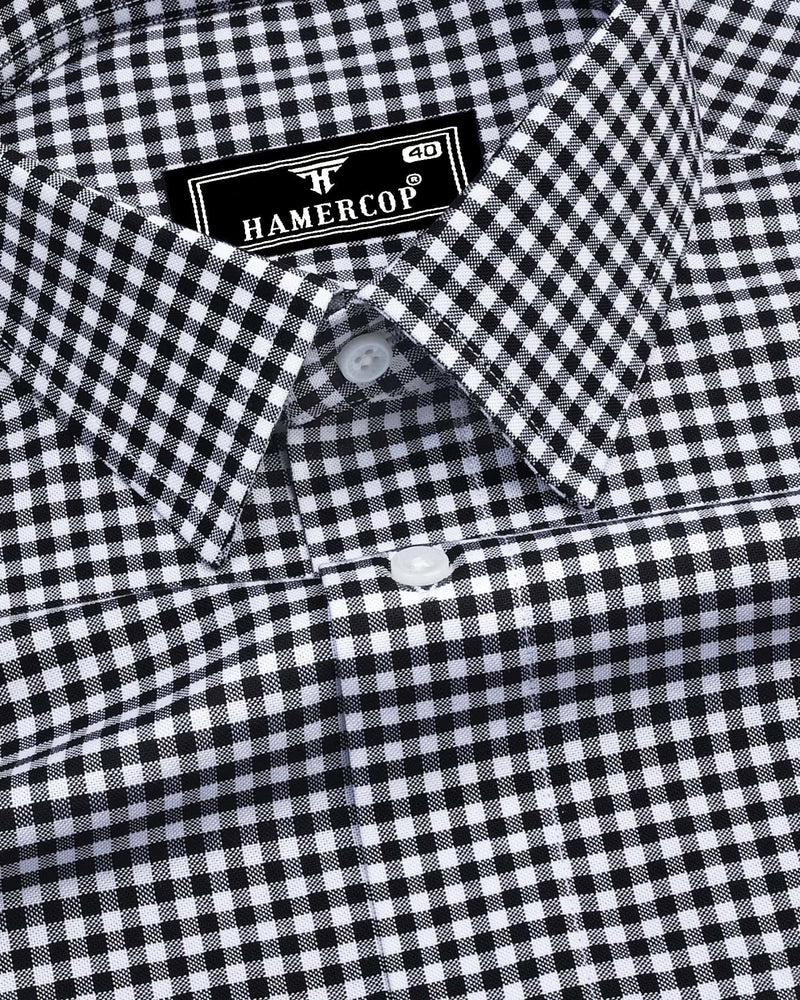 Jenon Black With White Yarn Dyed Check Oxford Cotton Shirt