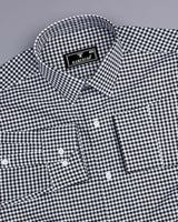 Jenon Black With White Yarn Dyed Check Oxford Cotton Shirt