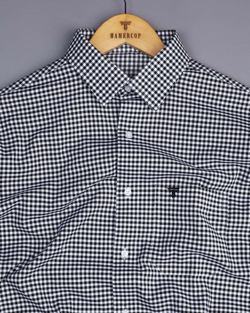 Jenon Black With White Yarn Dyed Check Oxford Cotton Shirt