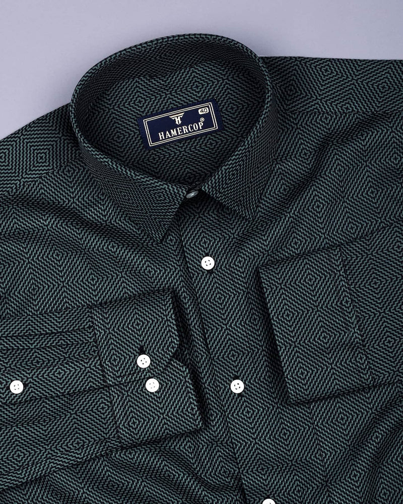 Benton Pista Green Dobby Texture Premium Giza Shirt