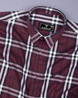 Matrix Burgundy With White Broad Check Premium Giza Shirt