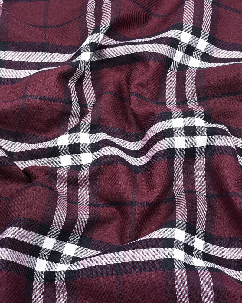 Matrix Burgundy With White Broad Check Premium Giza Shirt