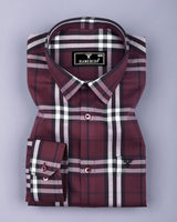 Matrix Burgundy With White Broad Check Premium Giza Shirt