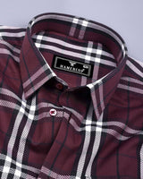 Matrix Burgundy With White Broad Check Premium Giza Shirt