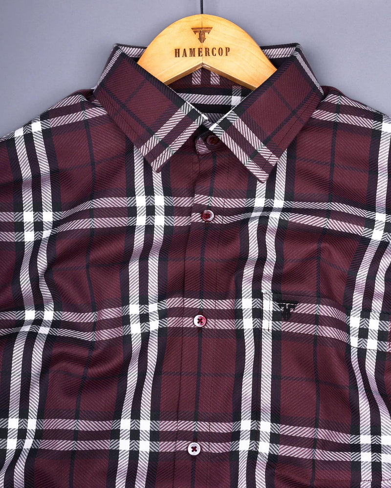 Matrix Burgundy With White Broad Check Premium Giza Shirt