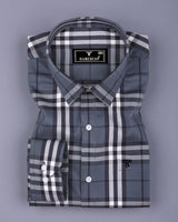 Matrix Gray With White Broad Check Premium Giza Shirt