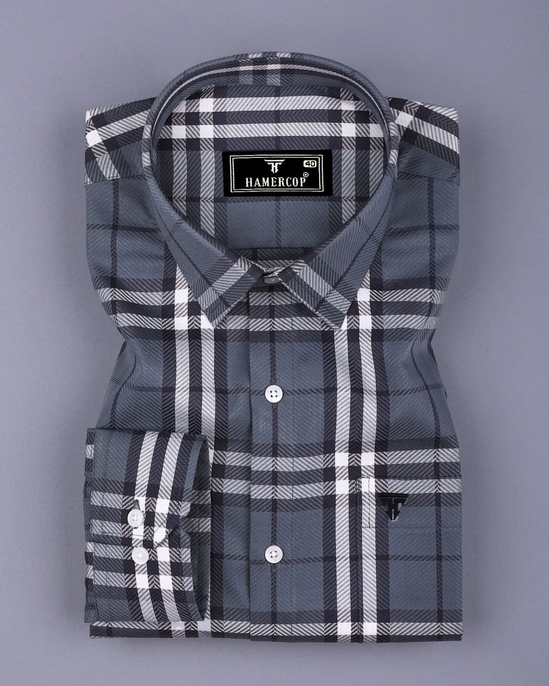 Matrix Gray With White Broad Check Premium Giza Shirt