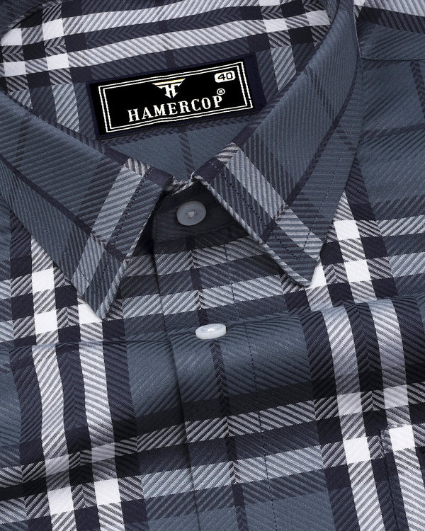 Matrix Gray With White Broad Check Premium Giza Shirt