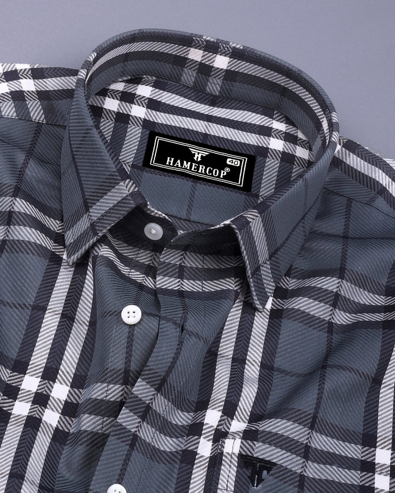 Matrix Gray With White Broad Check Premium Giza Shirt