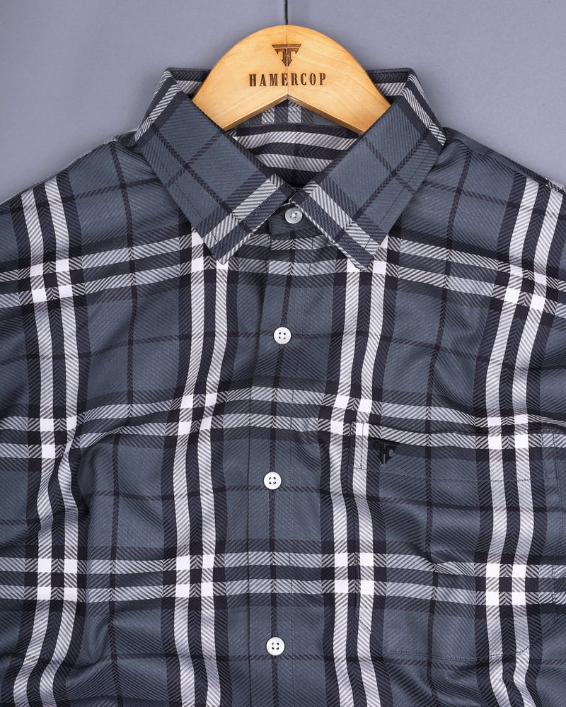 Matrix Gray With White Broad Check Premium Giza Shirt