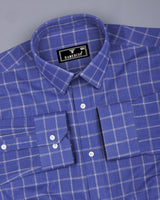 Tipton Blue With Cream Check Linen Cotton Shirt