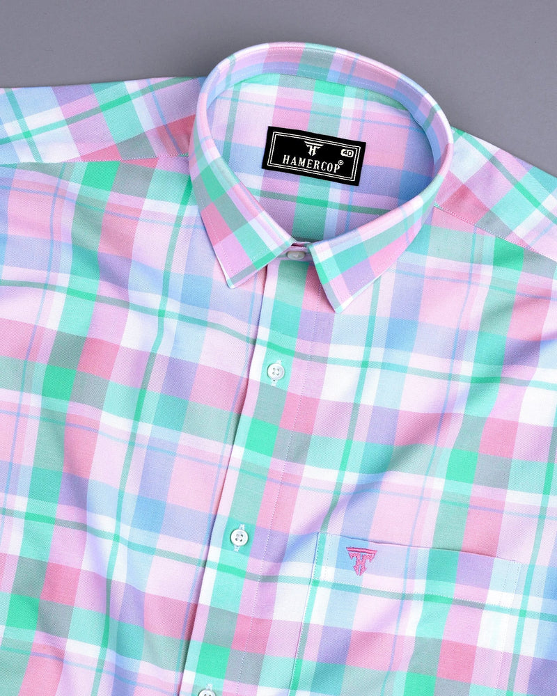 Vimto Pink Multicolored Check Oxford Cotton Shirt