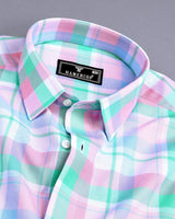 Vimto Pink Multicolored Check Oxford Cotton Shirt