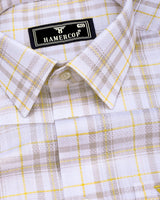 Bruton White With Gray Dobby Check Cotton Shirt