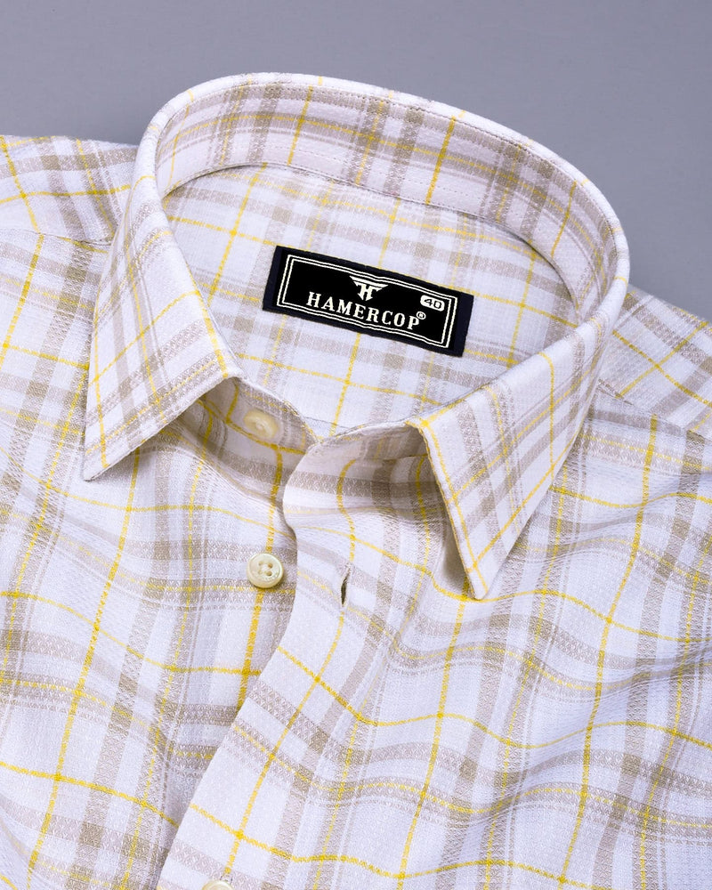 Bruton White With Gray Dobby Check Cotton Shirt