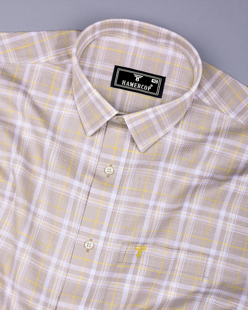 Bruton Gray With Yellow Dobby Check Cotton Shirt