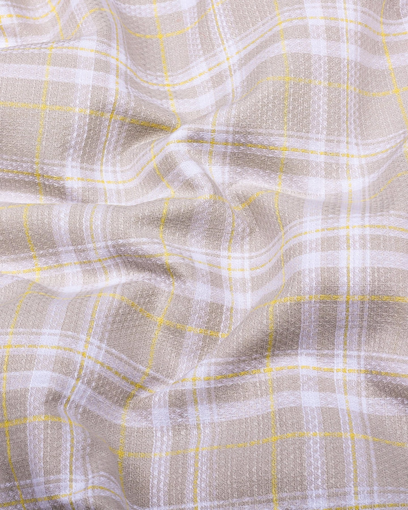 Bruton Gray With Yellow Dobby Check Cotton Shirt