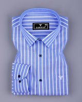 Lapis Blue With White Stripe Oxford Cotton Shirt