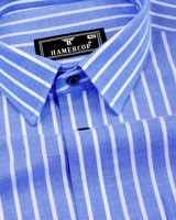 Lapis Blue With White Stripe Oxford Cotton Shirt