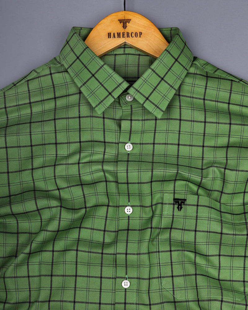 Clifden Green With Black Check Oxford Cotton Shirt