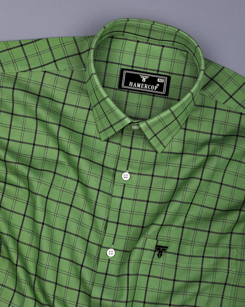 Clifden Green With Black Check Oxford Cotton Shirt