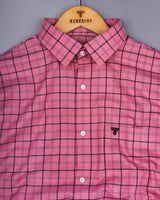 Clifden Pink With Black Check Oxford Cotton Shirt