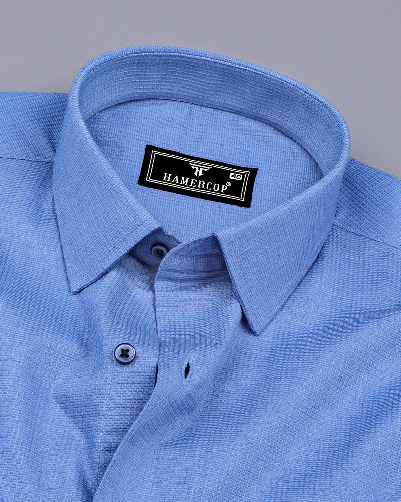 Modesto SkyBlue Textured Solid Dobby Cotton Shirt