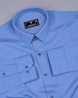 Modesto SkyBlue Textured Solid Dobby Cotton Shirt