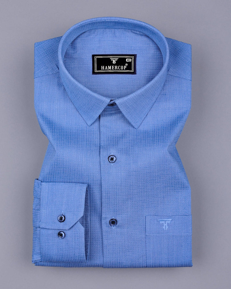 Modesto SkyBlue Textured Solid Dobby Cotton Shirt