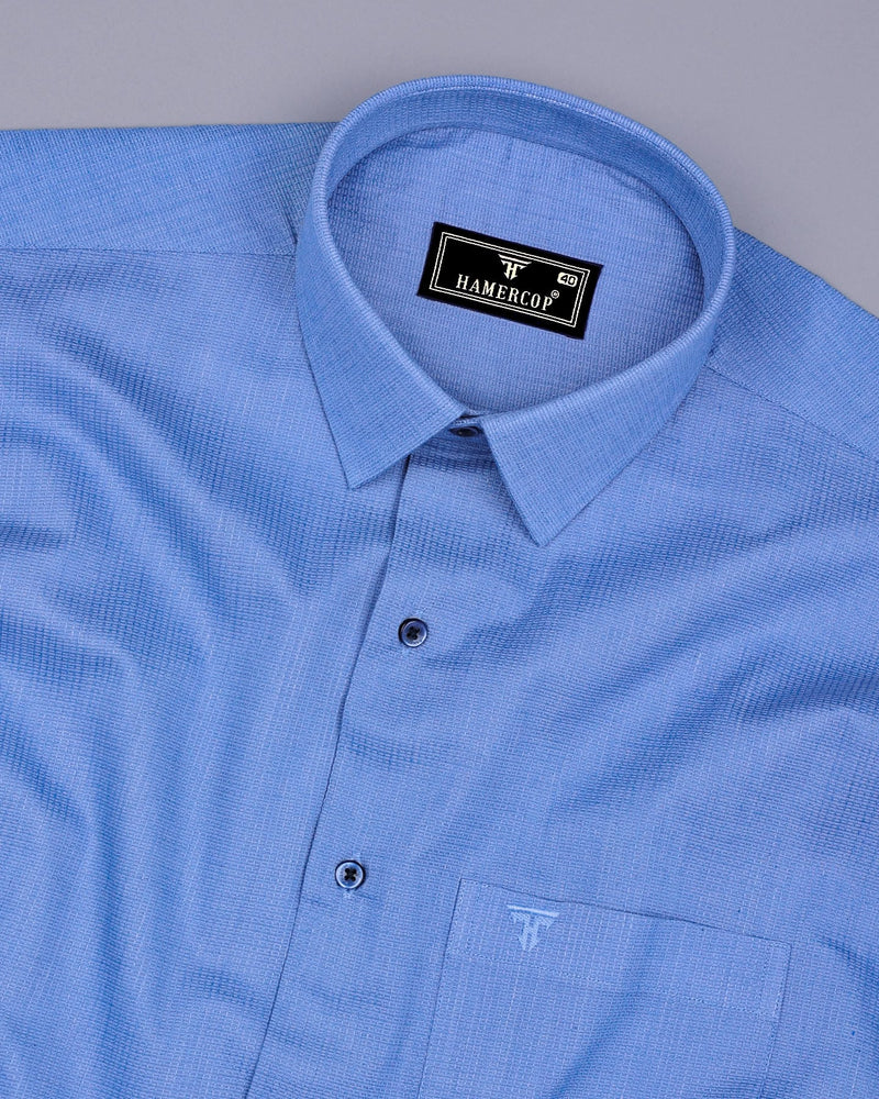 Modesto SkyBlue Textured Solid Dobby Cotton Shirt