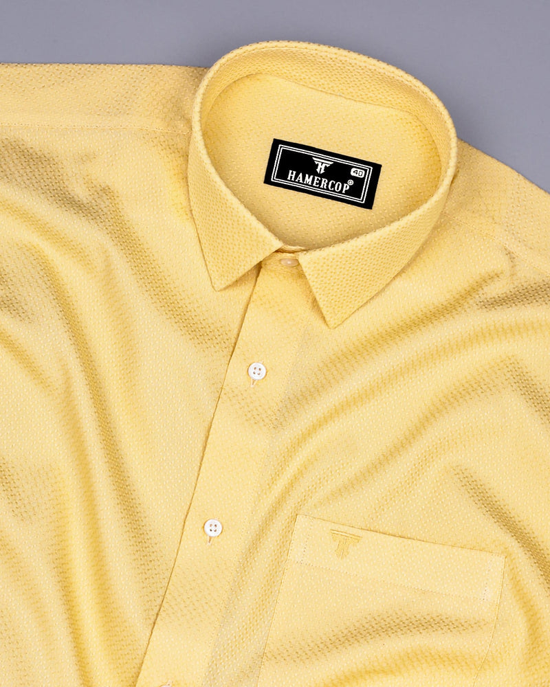 Universe Yellow Dobby Texture Solid Cotton Shirt